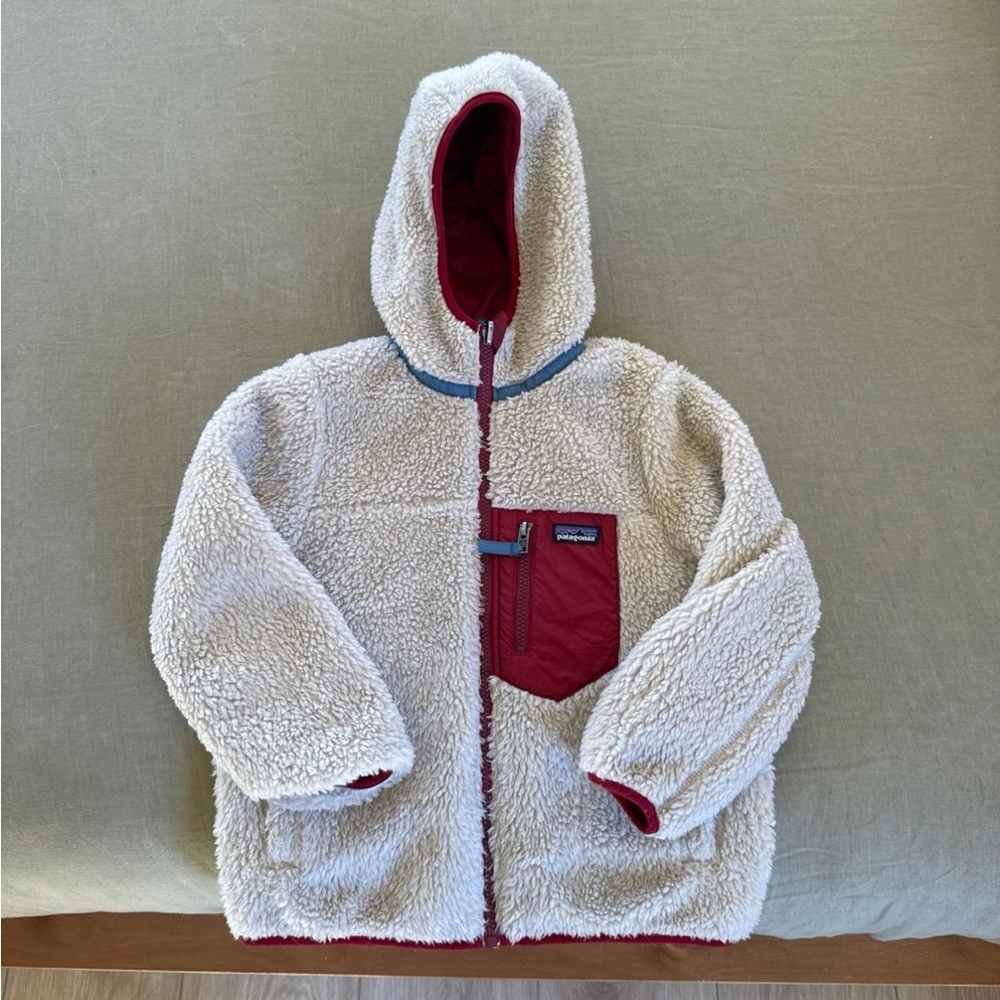 Patagonia Cream and Red Fleece Jacket